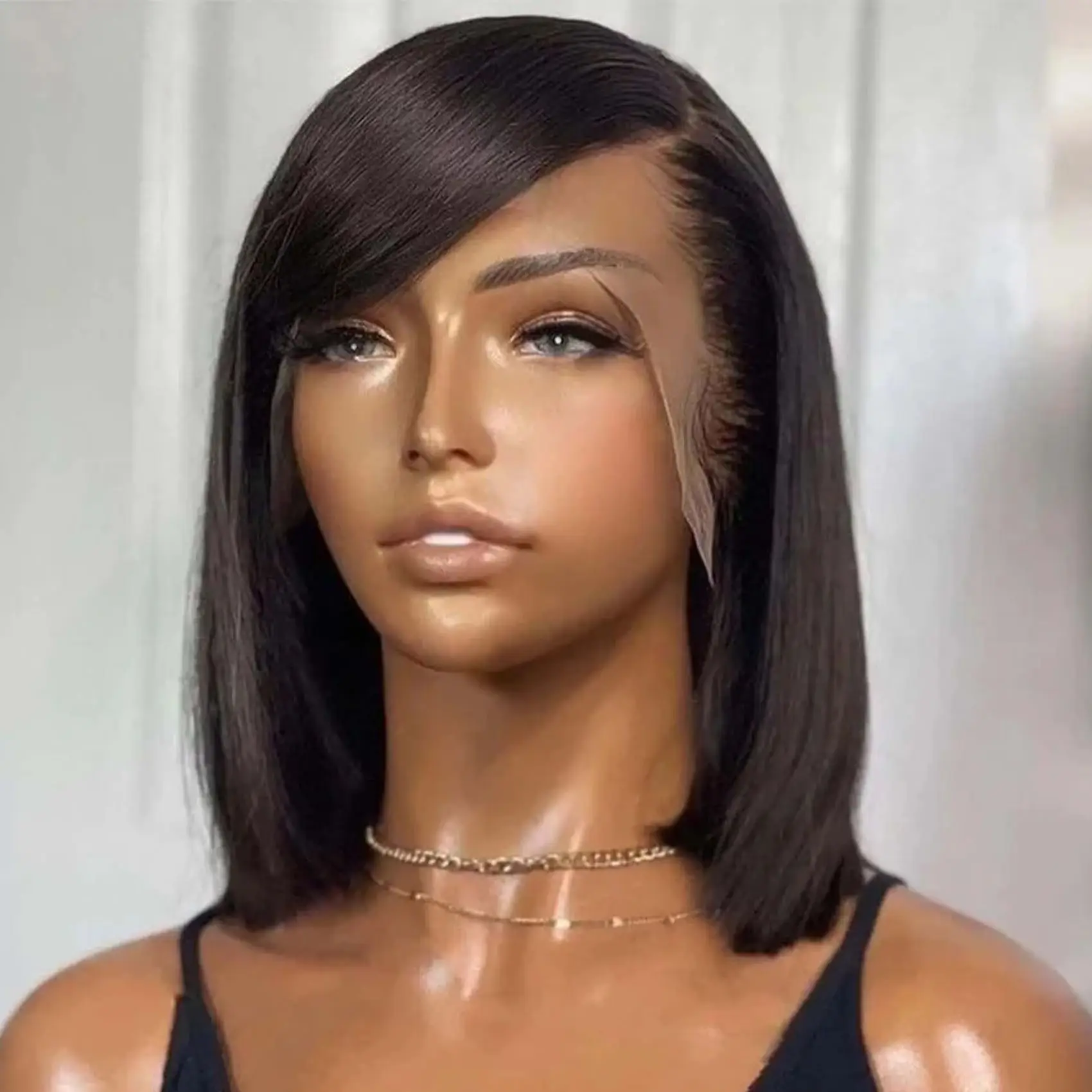 

Bob Lace Front Wig Human Hair Straight 200% Full Density 13x4 HD Transparent Lace Frontal Wigs Bob Hair Lace Front Wig For Women