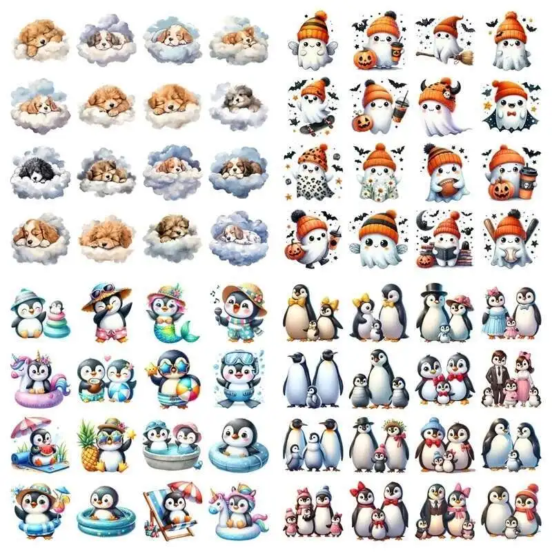 

Плавательный пингвин, маленький призрак, термопереносная наклейка для игрушечной куклы, одежда, виниловая термостойкая моющаяся футболка с принтом, Deca