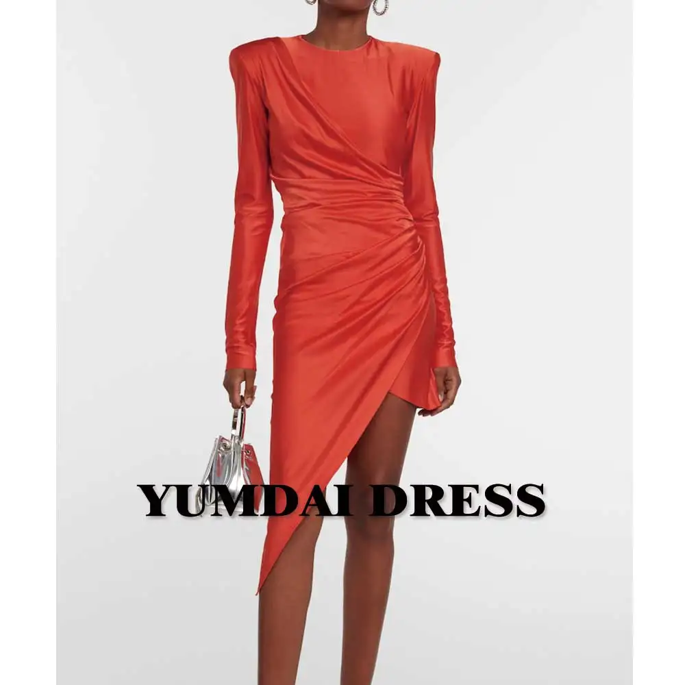 

YUMDI Orange Ball Dress Sexy Booty Wrap Cocktail Dress Happy Salon Asymmetrical Mini Skirt Sparkly Taffeta Material Skinny Gown