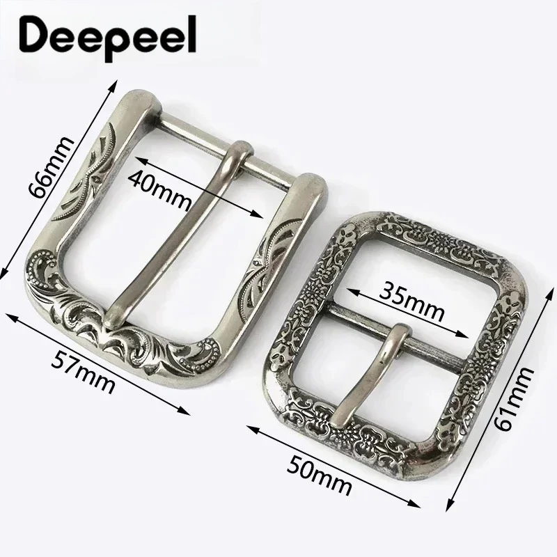 1/2Pcs Deepeel 35/40mm Vintage Metal Bag Belt Buckle Antique Brass Silver Leather Adjust Pin Clasp DIY Webbing Strap Decor Hook view 3