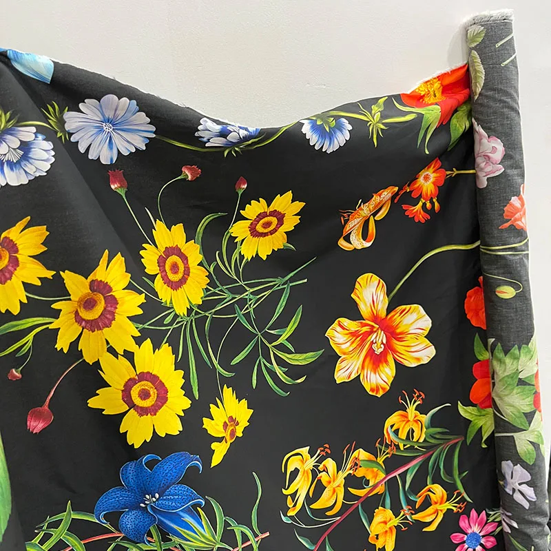 Natural Pure Cotton Poplin Fabric Brand Fashion Design Soft Polyester Satin Printed Fabrics Cloth for Dress Per Meter Diy Sewing