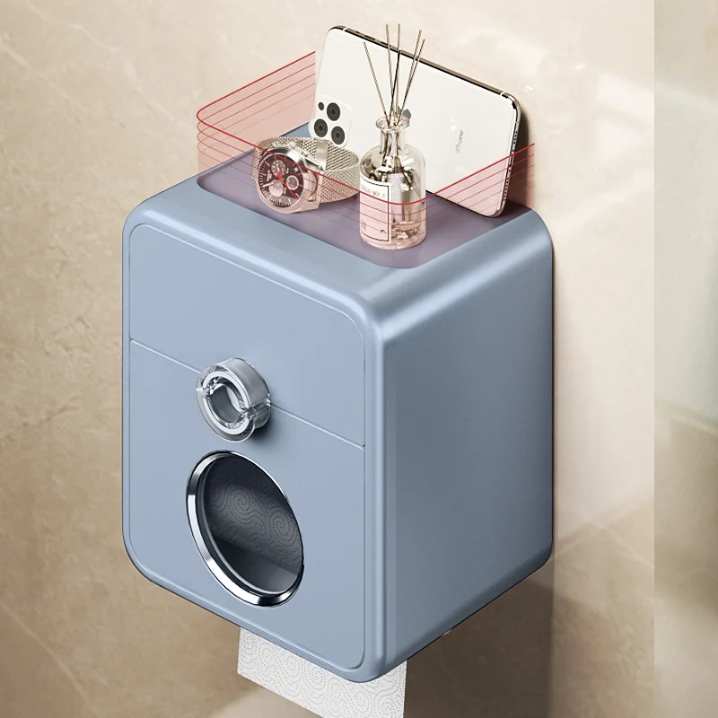 Toilet Paper Box Wall mounted Tissue Box Non punched Waterproof Toilet Drawer Paper Box Toilet Paper Roll Storage Rack