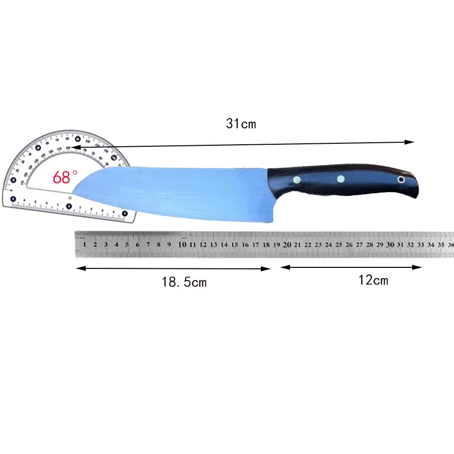 7 Inch Husa Knife ATS34 Steel Blade Chefs Cleaver Sashimi Slicing Sushi Santoku Kitchen Knives Handmade Forged Cooking Tools