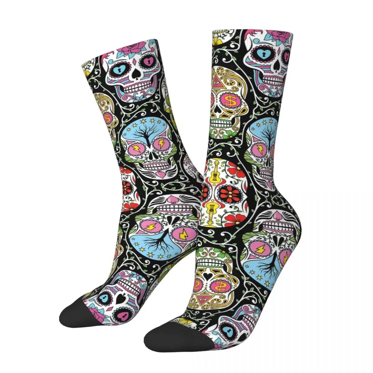 Mexican Skull Pattern Sokken Harajuku Super Zachte Kousen Hele Seizoen Lang Sokken Accessoires Voor Unisex Verjaardagscadeau