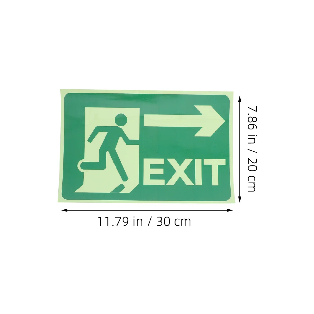 4Pcs Night Glow Exit Sign Sticker Luminous Adhesive Emergency Safety Decal for Mall Office Evacuation Guidance
