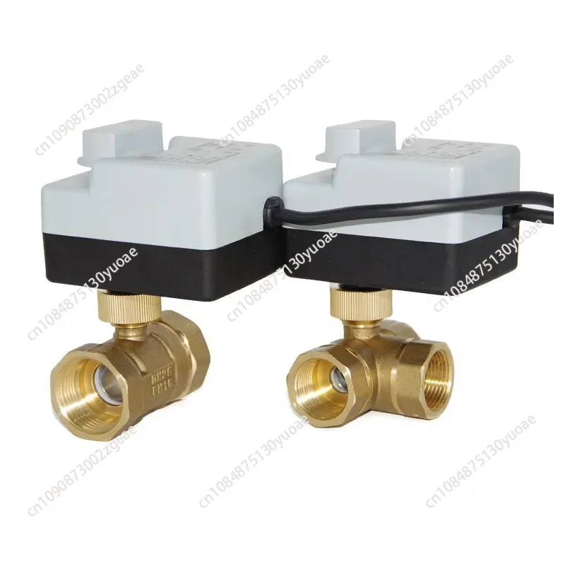 Brass Motorized Ball Valve 3-Wire Two Control Electric Actuator AC220V 3 Ways /2 Way DN15 DN20 DN25 DN32 DN40 with Manual Switch