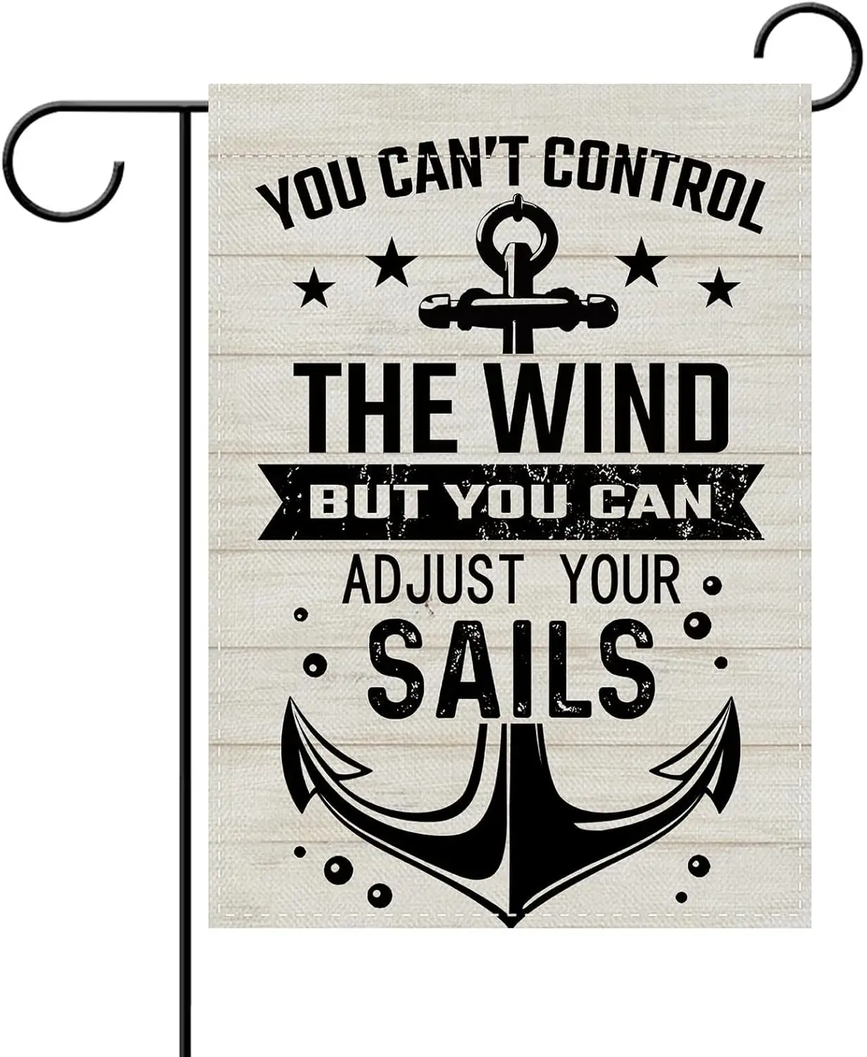 Dyrenson Vintage Nautical Anchor Decorative Garden Flag, Retro Inspirational Quote Stars Coastal Beach Yard Outside Home Dec PPM
