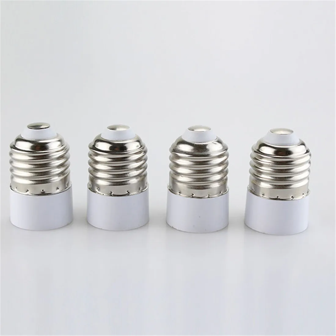 4pcs Pack E27 to E14 Socket Adapter, White Medium E27 to Candelabra E14 Base Bulb Converter