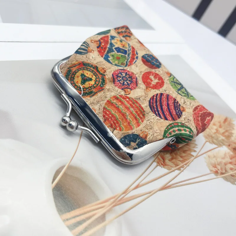 6pcs Retro Cork Wallet, Cross-Border Ethnic Cork Handbag, Versatile DuPont Paper Clip Bag, Creative Closure Bag