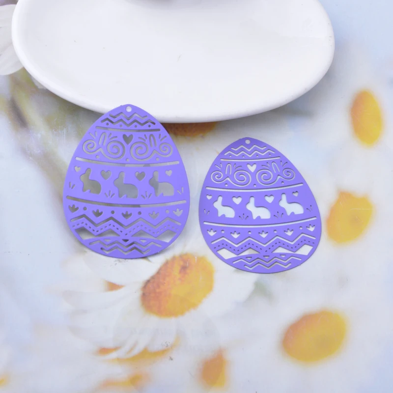 20 Stück AB7597 Messing Goldene Ovale Osterhase Liebesmuster Anhänger Bunte Charms DIY Schmuck Ohrringe Herstellung – Detail 6
