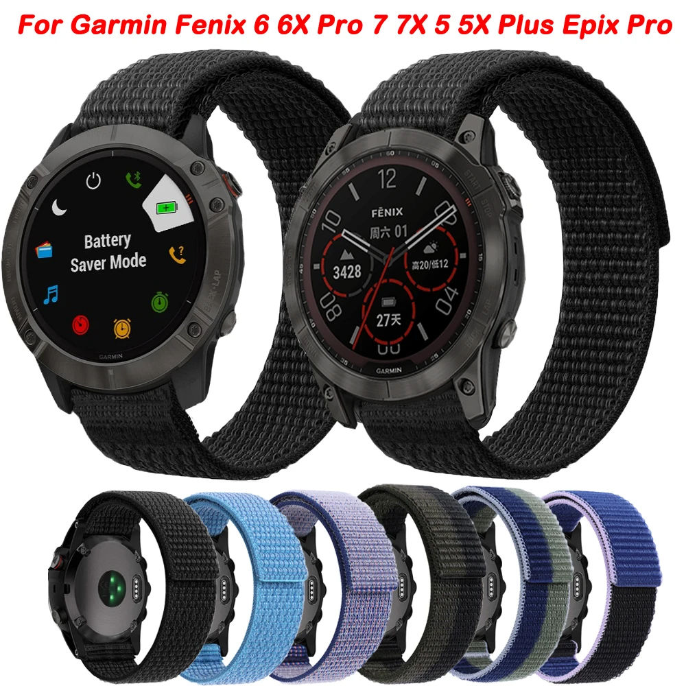 Ремешок нейлоновый для наручных часов Garmin Fenix 7 7X 6 6X Pro 5 5X Plus Epix Gen 2 Enduro MK2 MK2i, Быстросохнущий браслет с липучкой, 22 26 мм