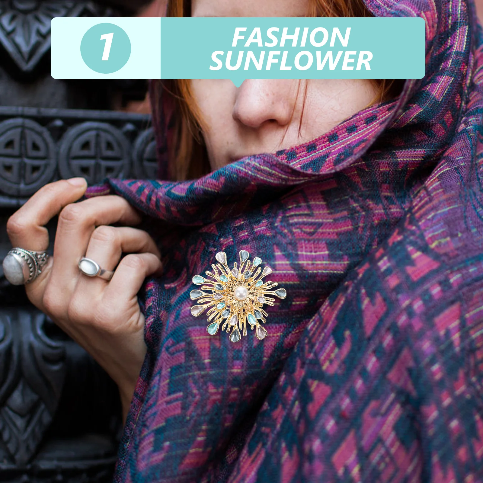 

Sunflower Shape Pearl Crystal Brooch Pin Large Heavy Floral Lapel Pin Scarf Corsage Decoration Elegant Rhinestone Flower