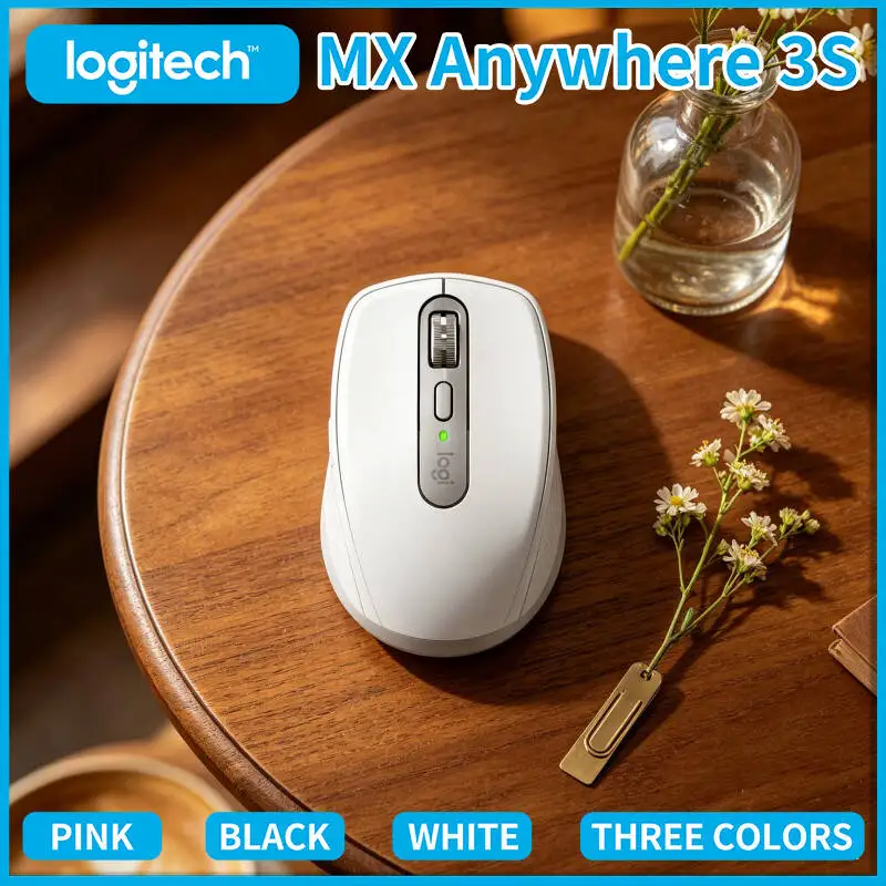 Logitech MX Anywhere 3S Wireless Mouse - 8K DPI, Hyper-Scroll, Silent Click, 3-Device Bluetooth, Office Use, USB-C Fast Charge