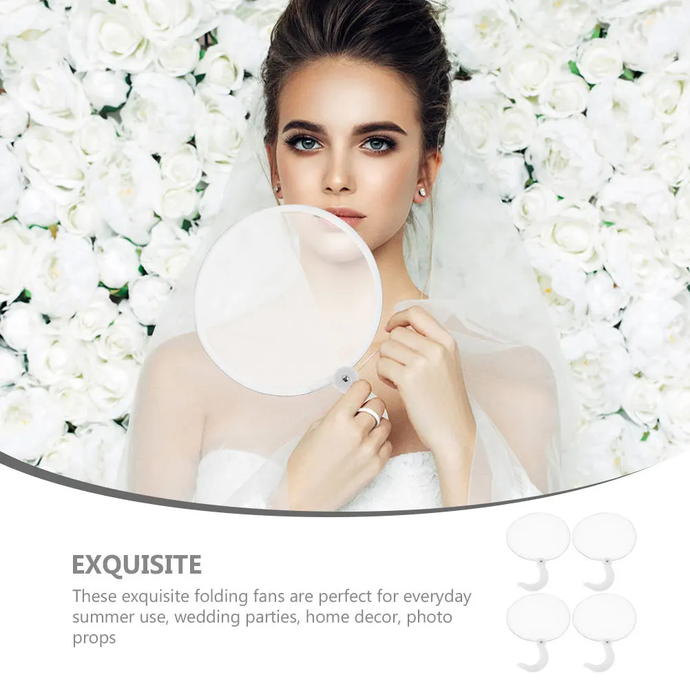 

4Pcs Folding Round Fan Retro Foldable Handheld Fan Convenient Summer Wedding Photo Performance Prop Traditional Foldable Fans