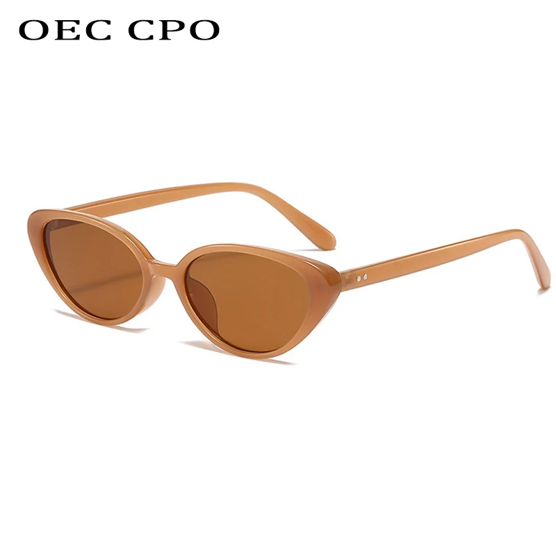 

OEC CPO Rivets Brown Fashion Cat Eye Sunglasses for Women Brand Designer Retro Sun Glasses Female Shades UV400 Purple Eyewea
