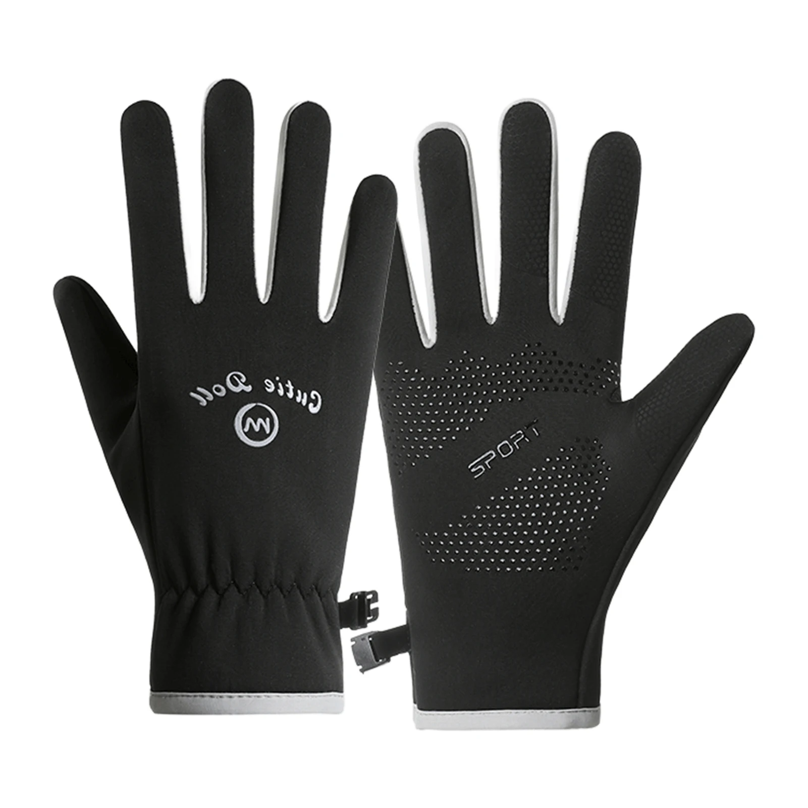 1pair Thermal Gloves Fleece Lined For Winter Cycling Windproof Touchscreen Anti-slip Coldproof Skiing Riding Gloves Durable Warm