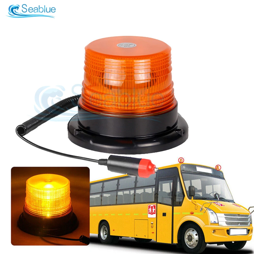 Car Truck Roof Top Warning Light Emergency 12 LED Strobe Light Flashing Beacon With Magnetic Base For Security Auto 12V 24V