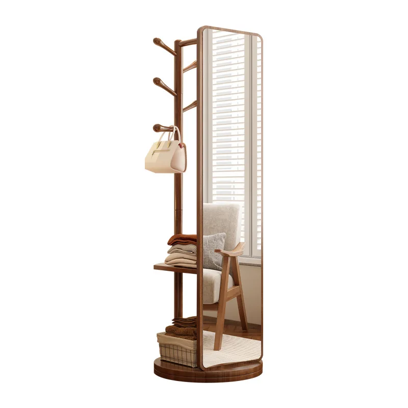 

Mirror floor mirror household rotatable mobile fitting mirror with hanger 1