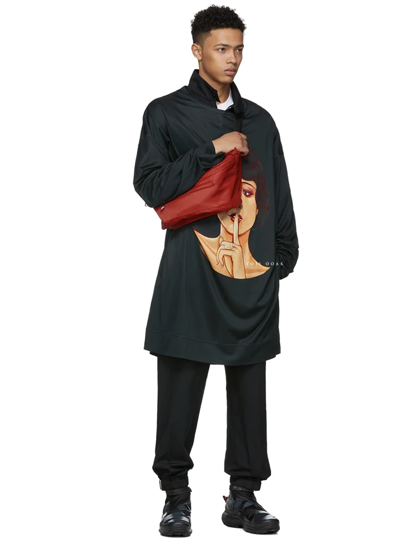 YOJI OOAK IMPRESS OVERSIZES Original Showa Beauty Portrait moletom com capuz estampado com mangas compridas soltas