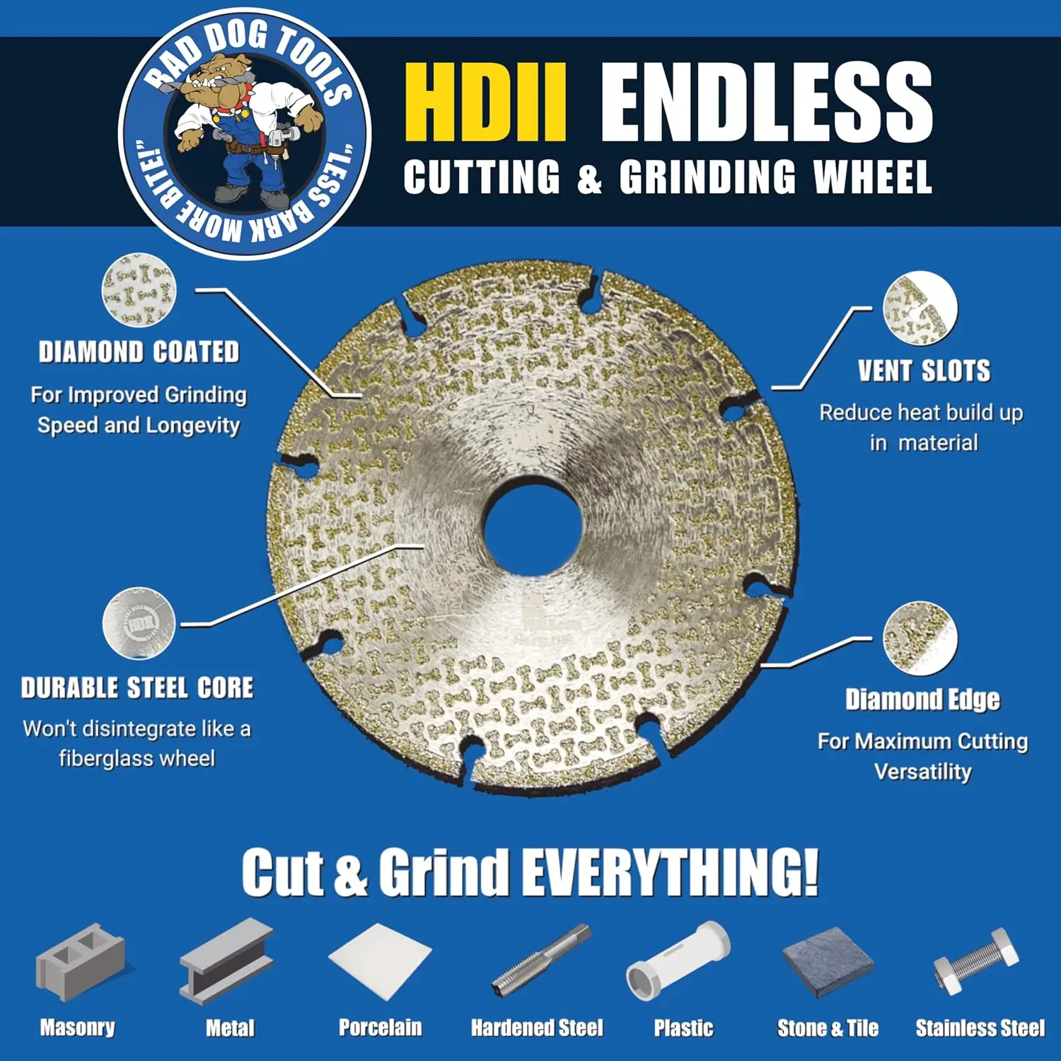 Bad Dog Tools 6” Endless Handi Disk Deux (Hdii) Diamond Wheel For Grinding, Sanding, And Cutting. Use On Iron, Steel, Brass,