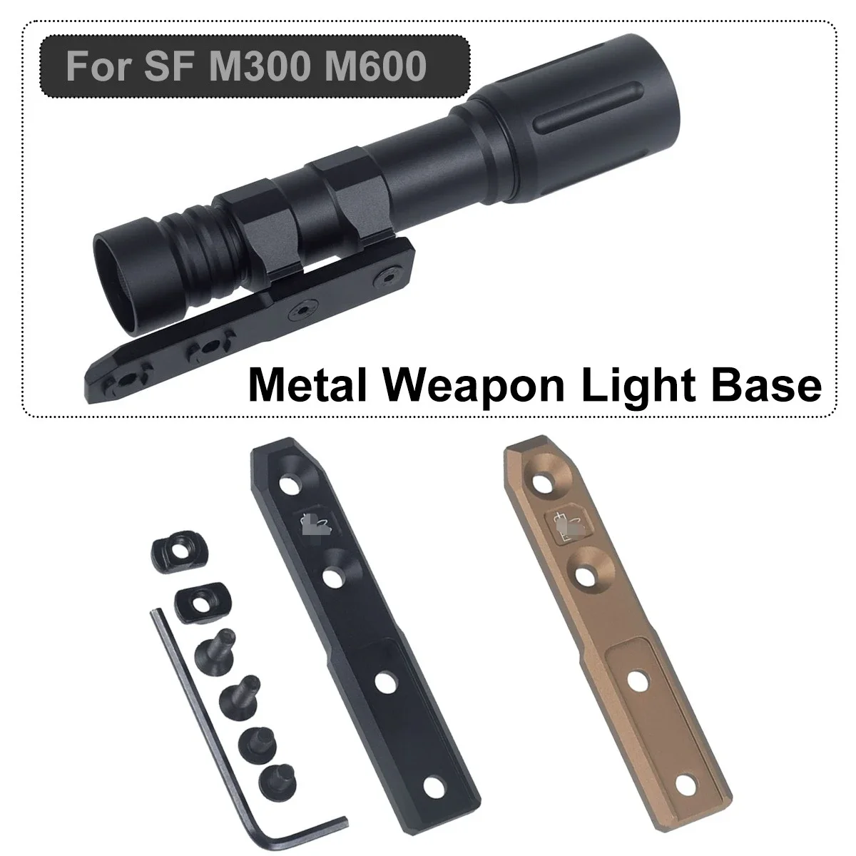 التكتيكية المعادن كشاف ضوء قاعدة تثبيت صالح نظام MLOK ل SF M300 M600 V2 مصباح يدوي خارجي الادسنس LED الكشافة مضمنة جبل #1