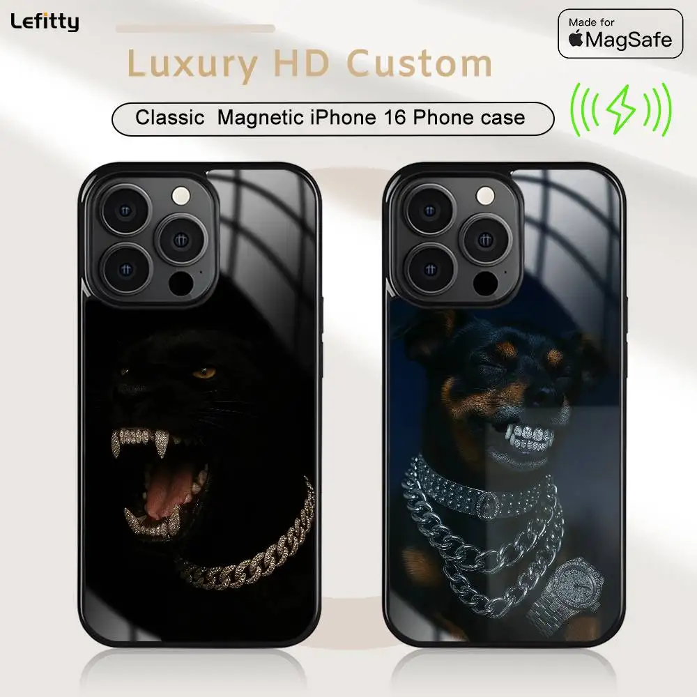

Luxury Fashion Animal Phone Case For iPhone 16 15 14 13 12 11 Pro Max Plus Mini Magsafe Charging Cover Magnetic Hard Shell