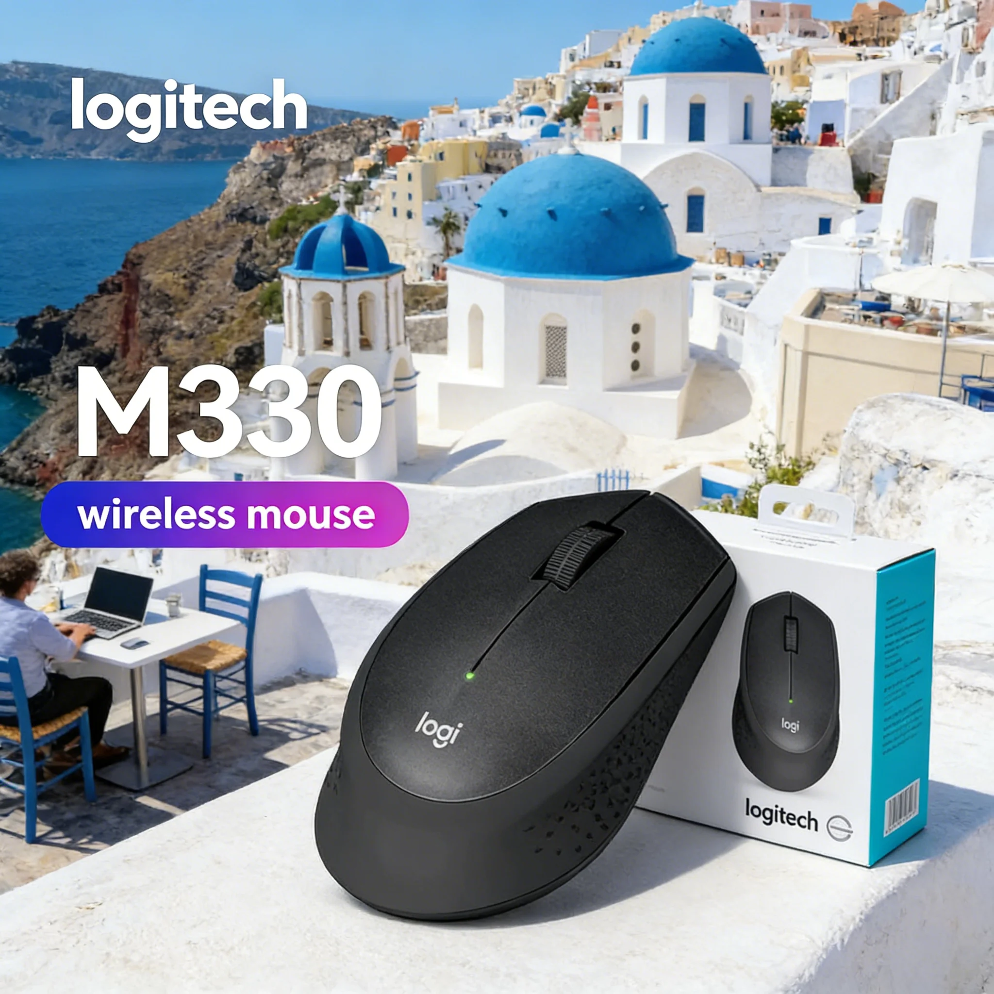 

Беспроводная бесшумная мышь Logitech M330 с тихим нажатием кнопок, эргономичным удобным захватом, портативным дизайном для ноутбуков и настольных ПК, для дома и офиса