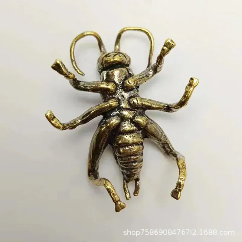 Brass Cricket Figurines Miniatures Desktop Ornaments Tricky Spoof Insect Toy Retro Animal Small Statue Crafts Decorations