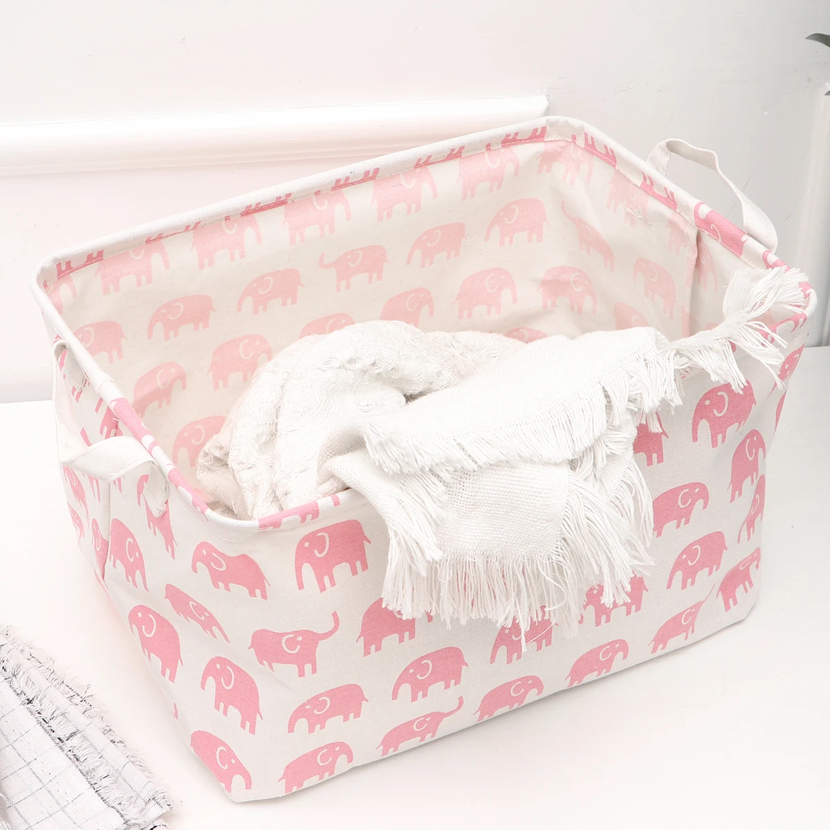 

Storage Basket Canvas Laundry Baskets Clothing Container Home Sundries Organizer