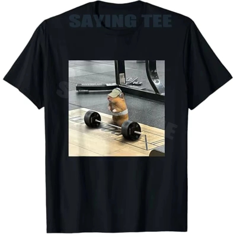 

Summer Hamster Deadlift T-Shirt Men Women Funny Fitness Graphic Cotton Y2K Short Sleeve Casual Trendy Streetwear