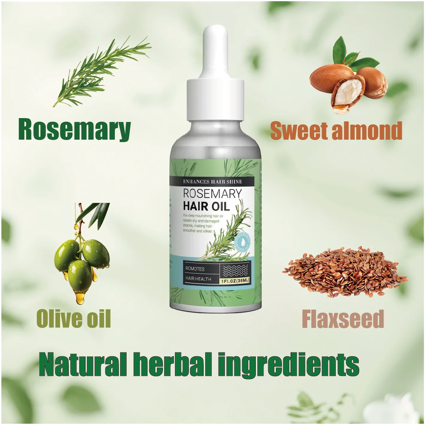 6-in-1 Rosemary Essential Oil, 60ml Natural Organic and Herbal Scented for Hair & Skin Care, DIY Crafts, Festival Gift Idea