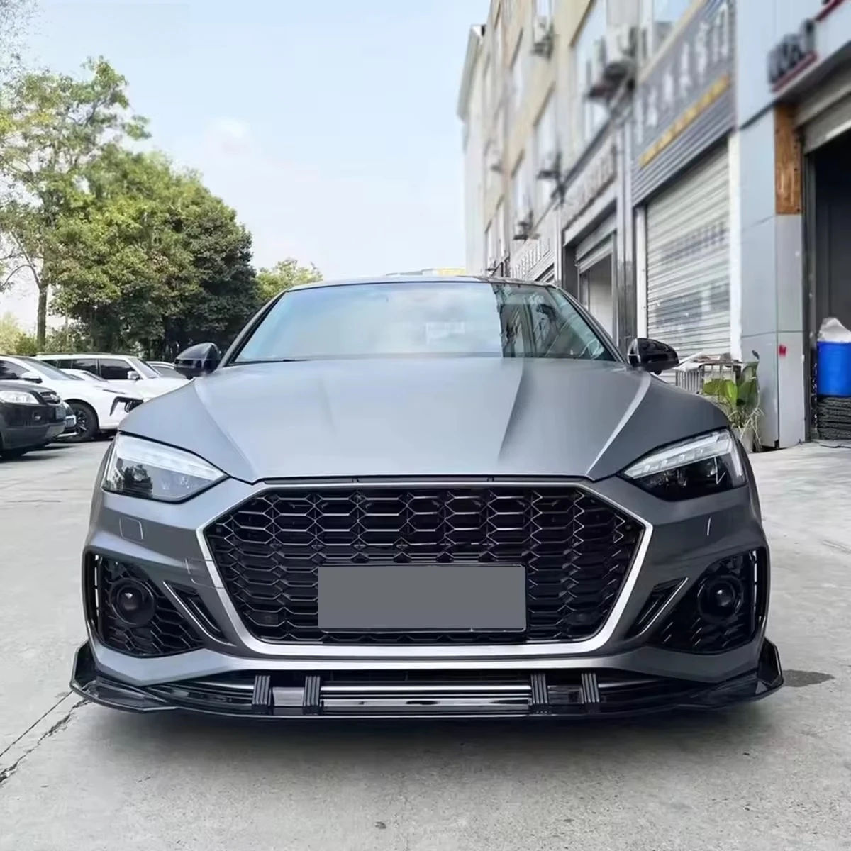 Car RS5 Style Front Bumper Body Kits With Front Lip Black Grille for audis A5 S5 B9.5 2020 2021 2022 2023 2024 - view 5