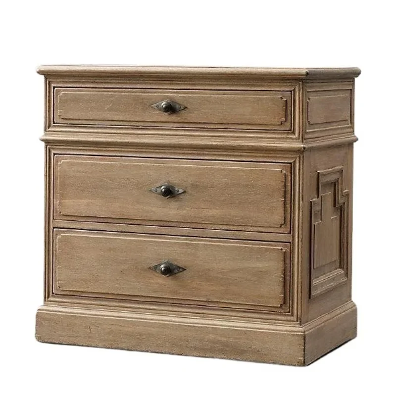 

French rural retro solid wood bedside table, American side cabinet, British classical simple corner few solid wood, American