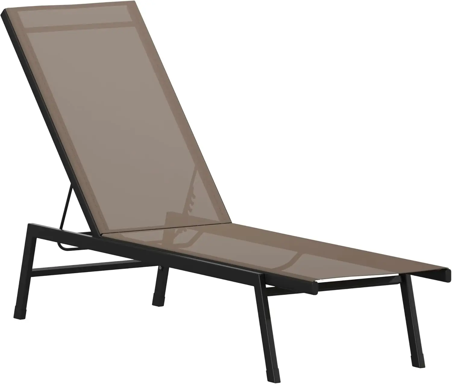 Brazos Adjustable Chaise Lounge Chair, Outdoor Five-Position Recliner, All Weather, Black/Brown