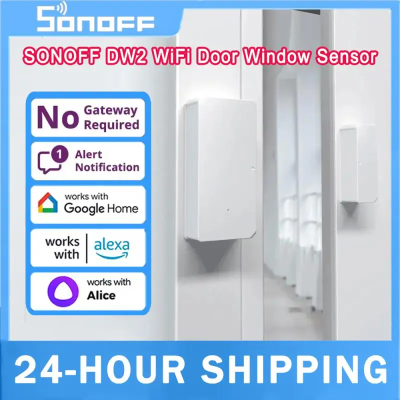 SONOFF DW2 WiFi Door Sensor Wireless Window Sensor Smart Home Security Sensor Detector EWeLink APP Sync Status No Gateway Needed