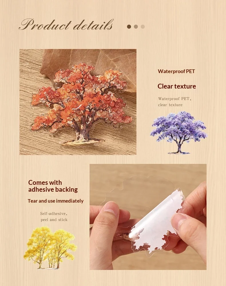 JIANWU Vintage Tree Landscape Material Collage Scrapbooking PET Sticker Creative DIY Journal Stationery