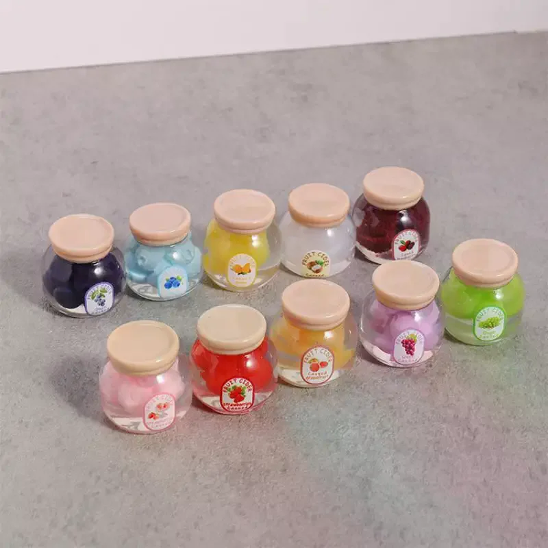 5Pcs Miniature Kitchen Decoration Dollhouse Simulation Fruit Candy Canned Jam Model Dolls House Accessories Toy