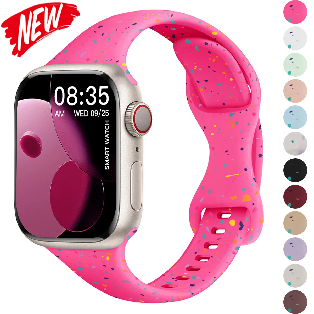 Silicone Sport Band for Apple Watch Ultra 3/2 49mm 44 45 46 38 40 41mm Thin Elastic Strap for Iwatch Series 11 10 9 8 7 6 SE3
