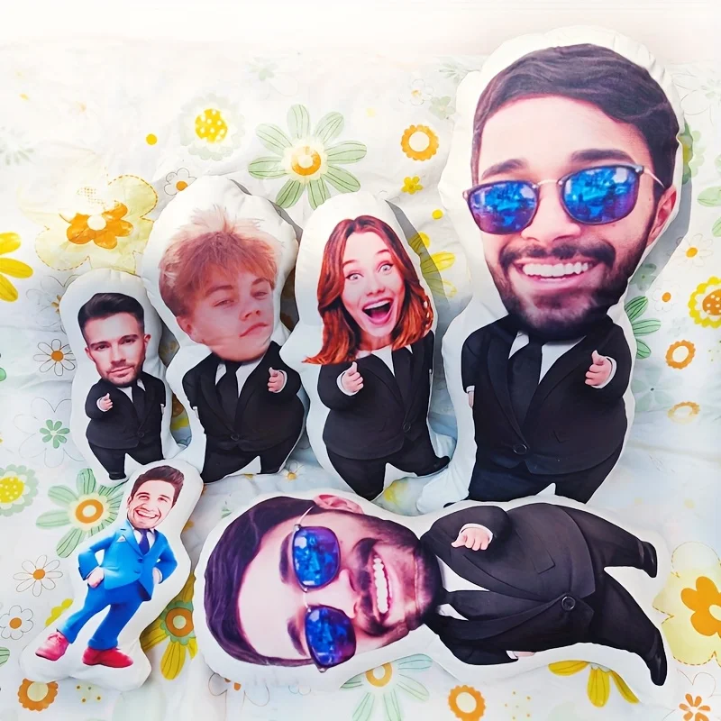 1pc Custom Doll Pillow Creative Photo Pillow - Unique, Personalized Facial Design Suitable for Birthdays, Holidays,