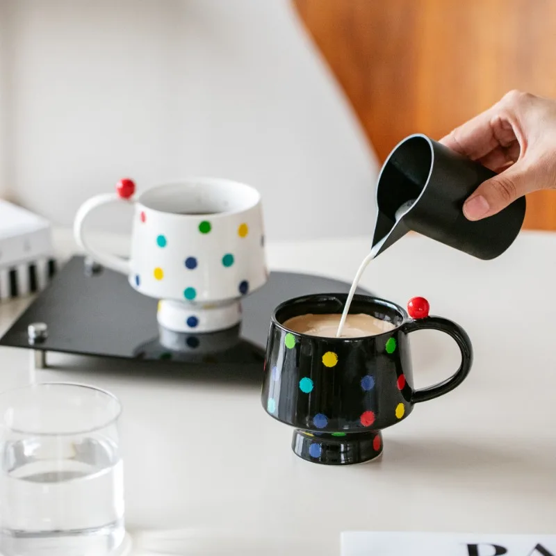 Kreative Farbe Polka Dot Becher Kreative Kaffeetasse Paar Hochwertige Keramik Tasse Halten Haushalt Trinkbecher Kaffeetasse