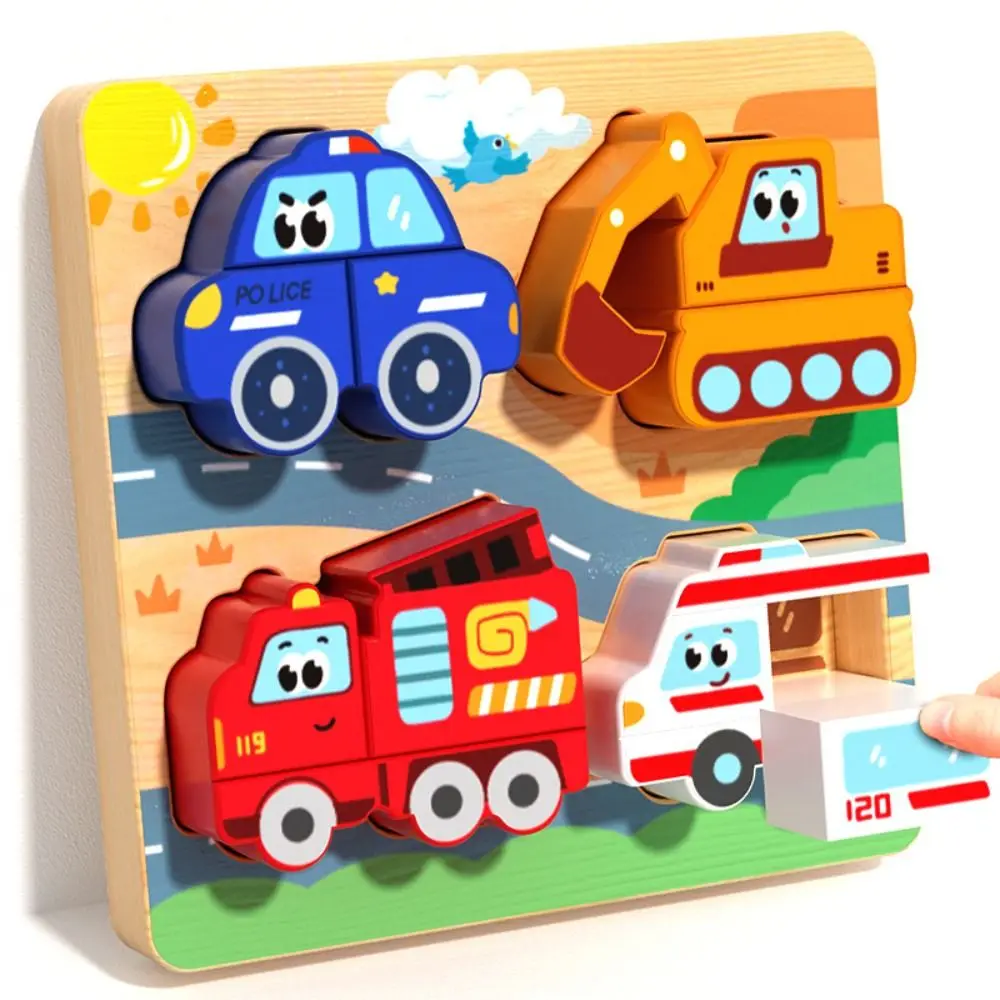 

New 4-in-1 Wood Puzzle 3D Safe Animals Cognitive Jigsaw Puzzle Portable Cartoon Early Learning Puzzle Set Children