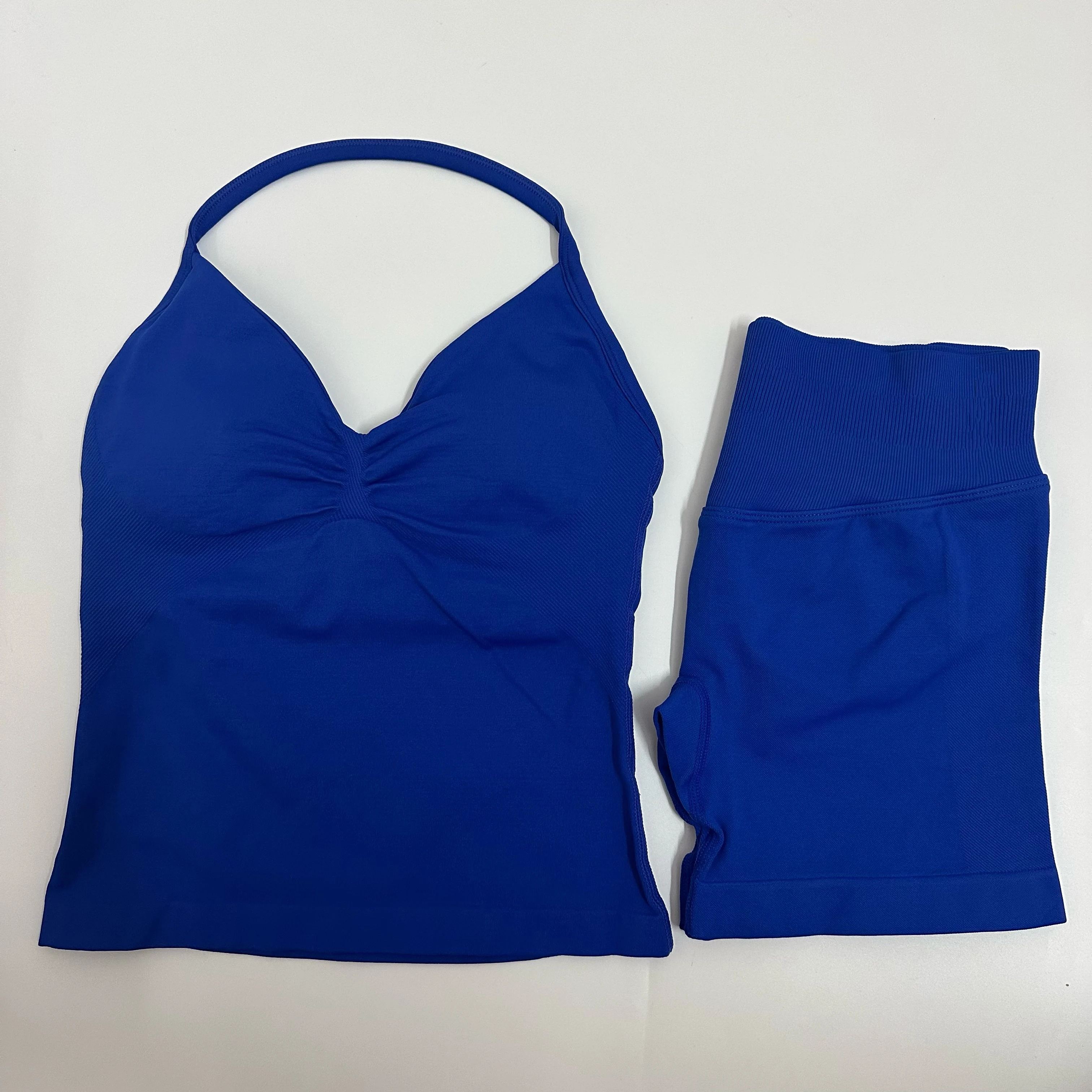 Yoga Set Dames Gevoerde Halter Top & Scrunch Butt Lifting Gym Shorts Set Zomer Sportkleding Trainingskleding
