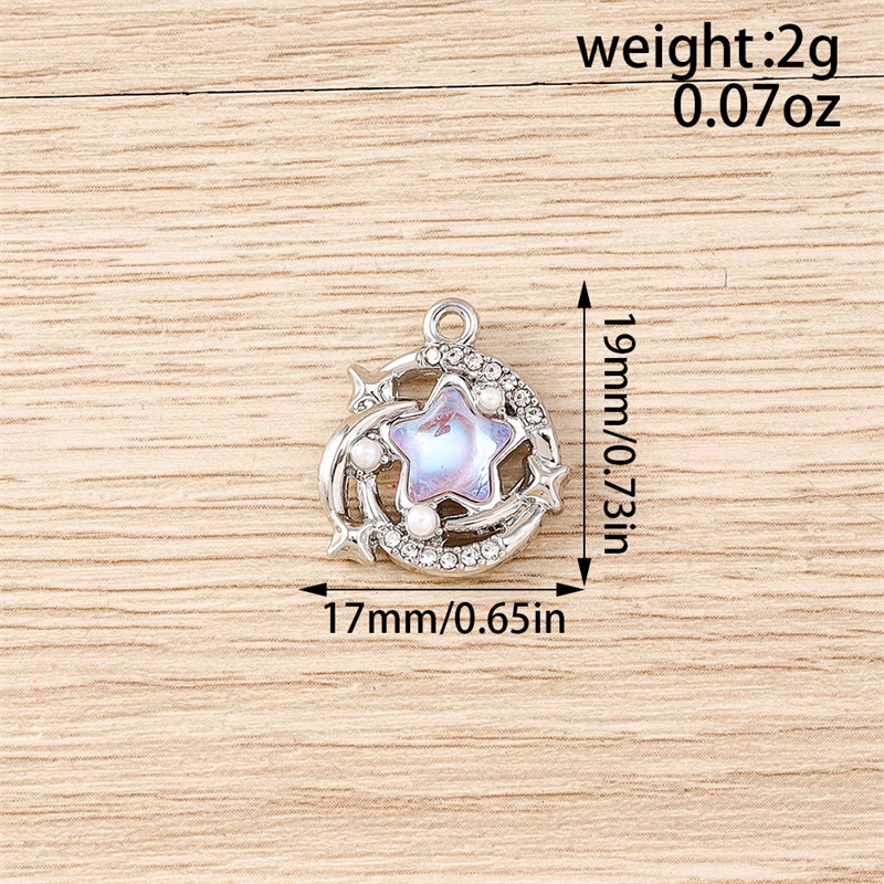 5 Stück 17x19mm Mix Niedliche Kristall-Mond-Stern-Anhänger für Schmuckherstellung DIY Tropfenohrringe Halsketten Armbänder Zubehör – Detail 1