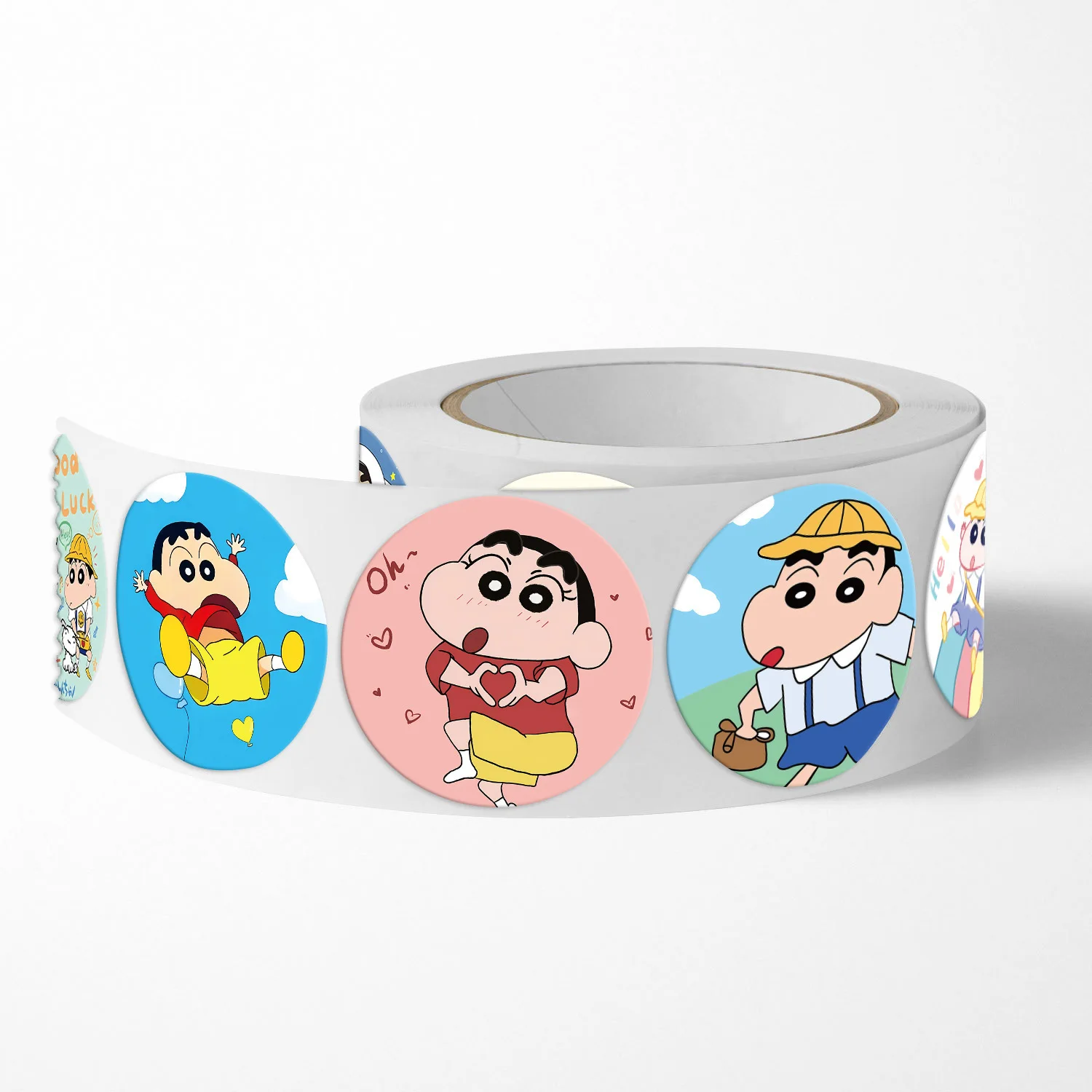 500 قطعة/لفة جديدة تلوين شين تشان الكرتون أنيمي ختم ملصقات DIY بها بنفسك بولي كلوريد الفينيل محمول الشارات الديكور مكافأة هدية لعبة