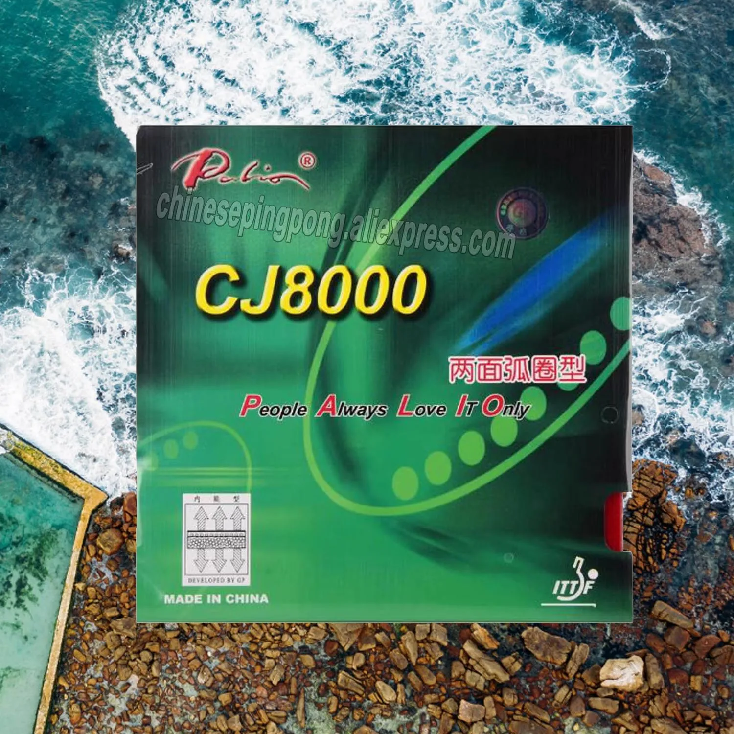 

PALIO CJ8000 Unsticky 2-Side Loop TENSOR Table Tennis Rubber with Ping Pong Sponge Tenis De Mesa