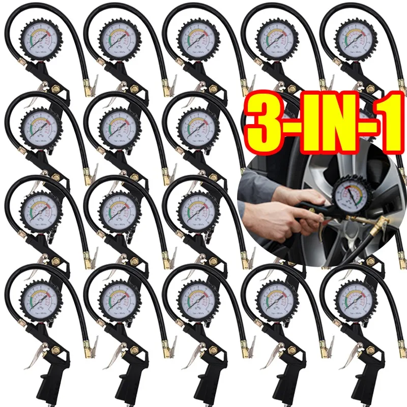 

Манометр из сплава, надувной дефлятор, инструмент 220 фунтов на квадратный дюйм, механический циферблатный монитор с длинным шлангом для ремонта шин автомобиля, мотоцикла