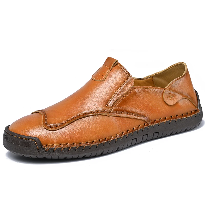 

100% cowhide Men's casual sports shoes, hand-stitched elderly leather shoes, new 2025 walking shoes, breathable and anti-slip