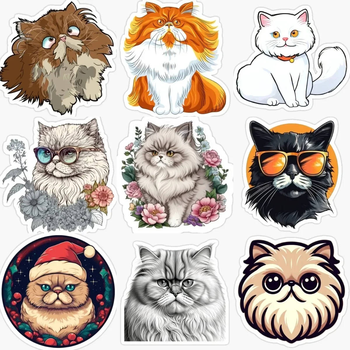 

Creative Persian Cat Pets PVC Waterproof Sticker for Decorate Door Room Fridge Wall Window Car Helmet Bumper Decal Accessories