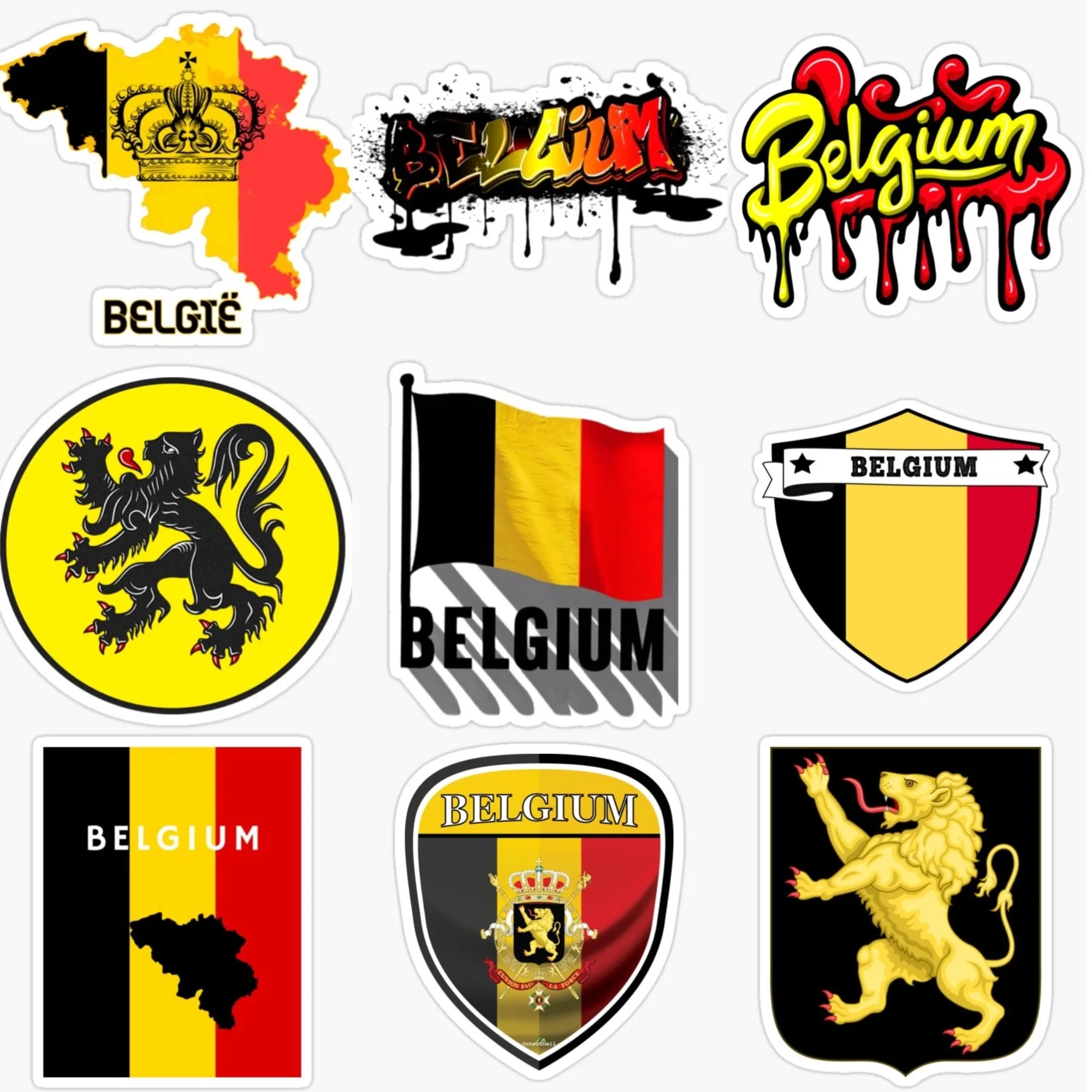 Belgium Flag Map Creative PVC Waterproof Car Sticker for Decorate Car Bicycle Motorcycle Van Truck Fridge Wall Decal Accessories