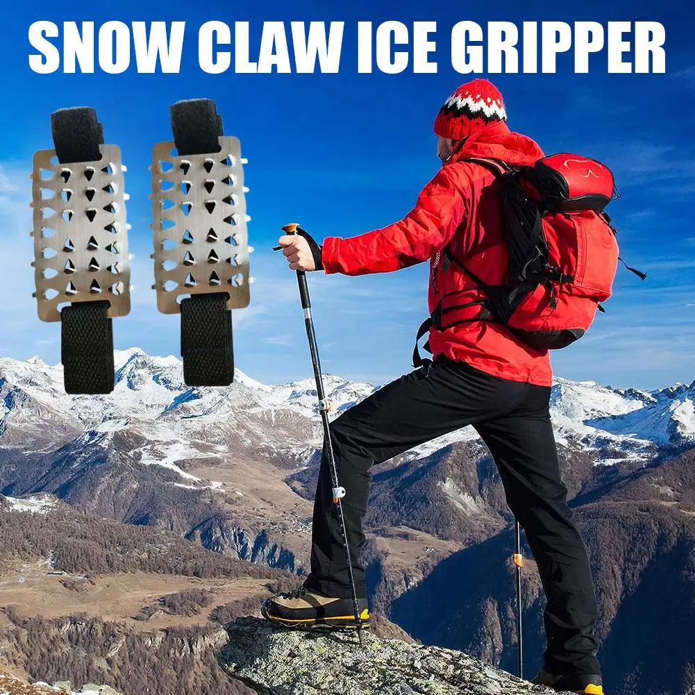 1 Pair Claw Ice Gripper Anti Camping Shoes Portable Camping Ice Anti-skid 26 Crampons Equipment Tools Cover Climbing Teeth S4N5